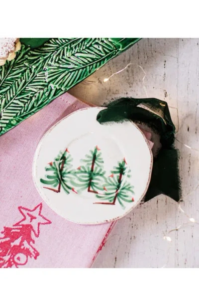 Vietri Lastra Holiday Round Ornament In Green