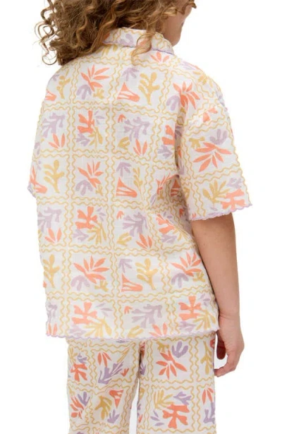 Raffya Kids Gilly Scalloped Edge Matisse Print Shirt In Metallic