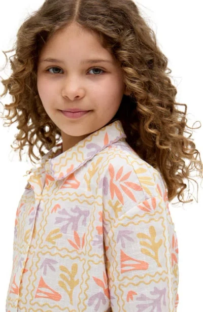 Raffya Kids Gilly Scalloped Edge Matisse Print Shirt In Metallic