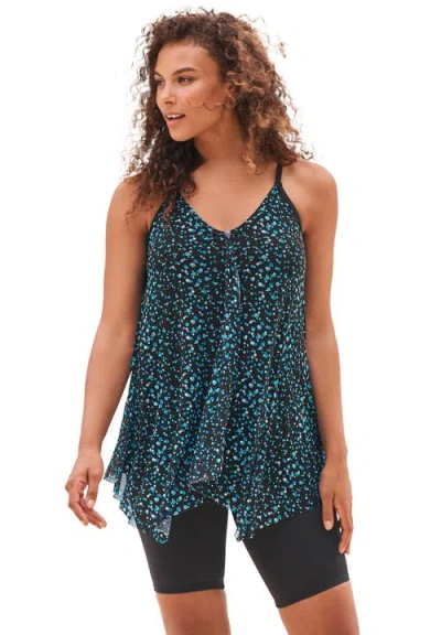 Swim 365 Longer-length Mesh Tankini Top In Blue