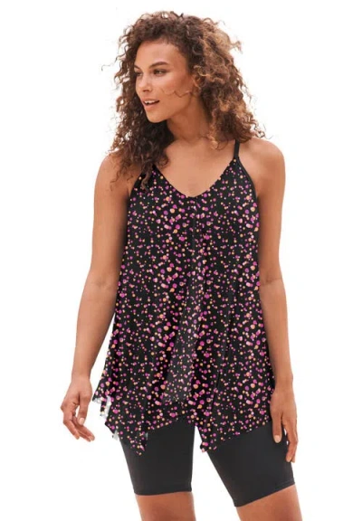 Swim 365 Longer-length Mesh Tankini Top In Multi