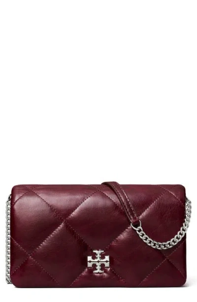 Tory Burch Kira Quilted Leather Wallet On A Chain In Red