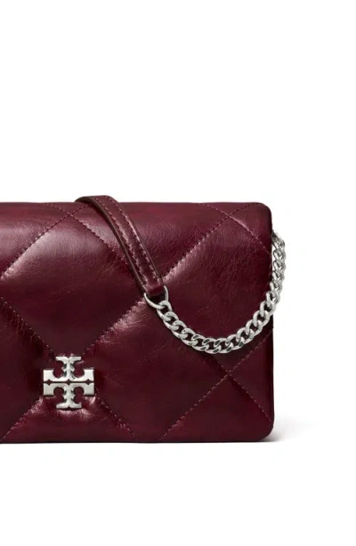 Tory Burch Kira Quilted Leather Wallet On A Chain In Red