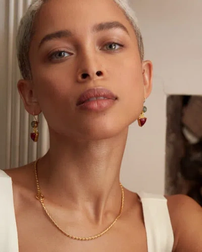 Ottoman Hands Hydra Labradorite And Ruby Drop Earrings In Gold