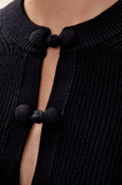 Rebecca Taylor Rhea Knit Peplum Cardigan In Black In Black