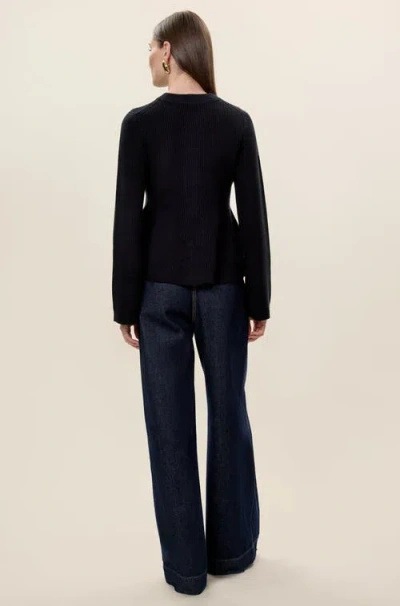 Rebecca Taylor Rhea Knit Peplum Cardigan In Black In Black