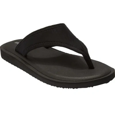 Comfortview The Sylvia Soft Footbed Thong Slip On Sandal In Black