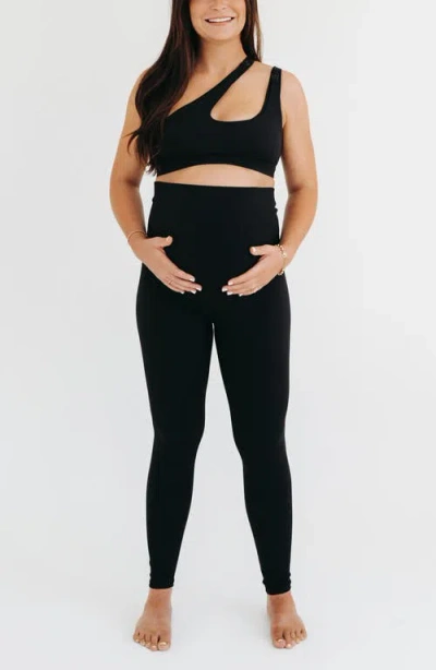 Axk Athletic Maternity Legging With Supportive Belly Band In Black
