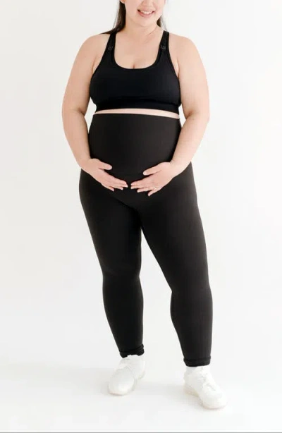 Axk Athletic Maternity Legging With Supportive Belly Band In Black