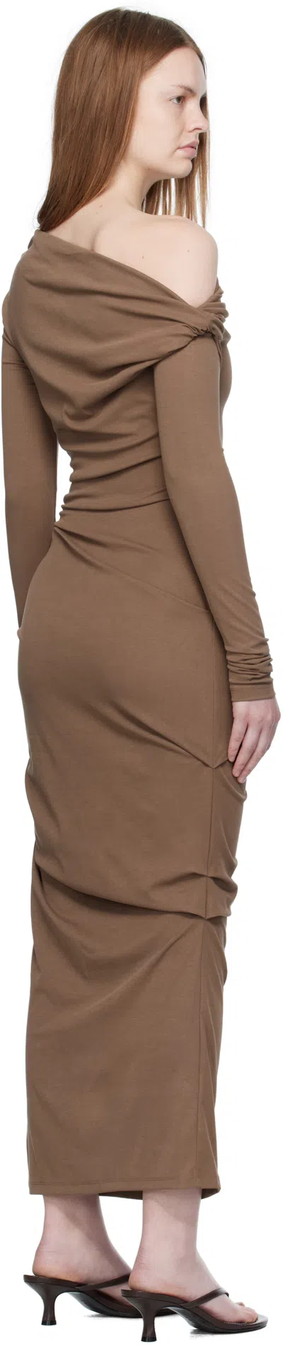 Paris Georgia Elemental Manahou One-shoulder Midi Dress In Brown