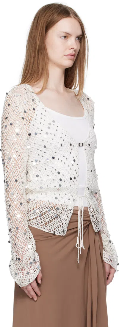 Paris Georgia Vera Crochet Knit Sequined Top In Multi