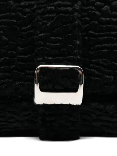 La Milanesa Rectangular Textured Shoulder Bag With Top Handle In Black