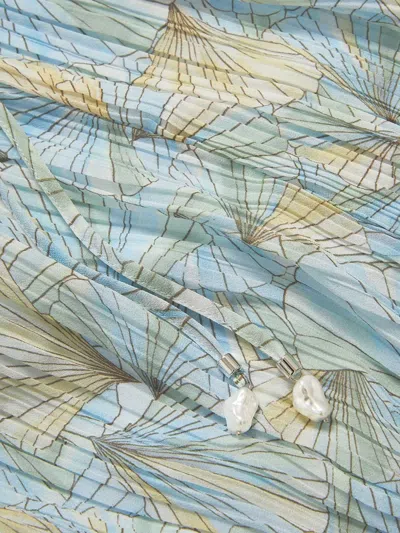 Veronica Beard Yardley Floral Pleated Chiffon Gown In Blue