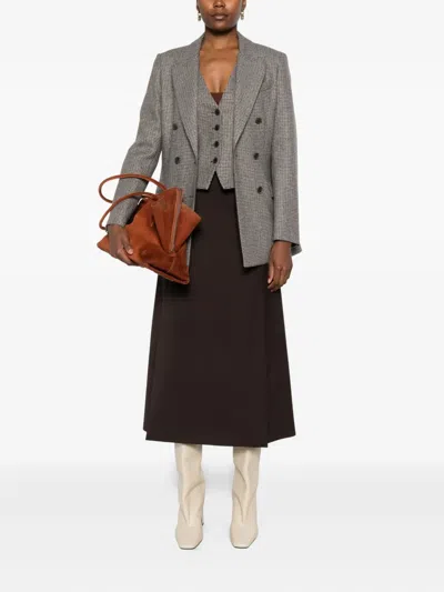 P.a.r.o.s.h Check-pattern Double-breasted Blazer In Gray