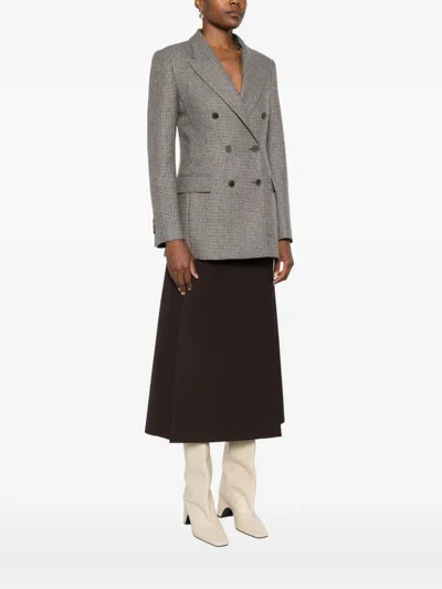 P.a.r.o.s.h Check-pattern Double-breasted Blazer In Gray