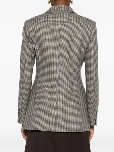 P.a.r.o.s.h Check-pattern Double-breasted Blazer In Gray