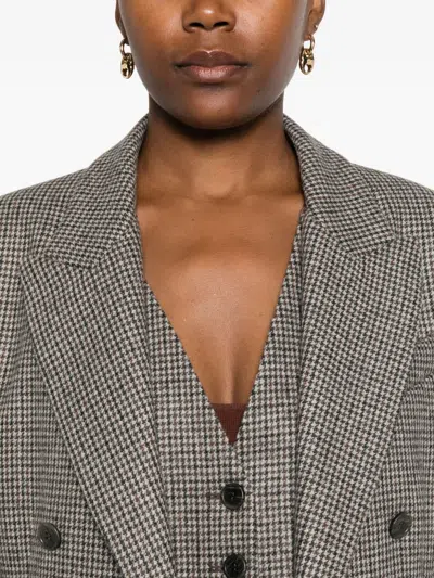 P.a.r.o.s.h Check-pattern Double-breasted Blazer In Gray