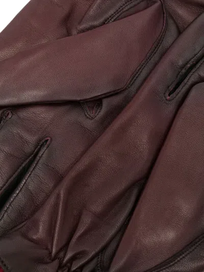 Paul Smith Burgundy Wool And Leather Gloves  In Burgundy
