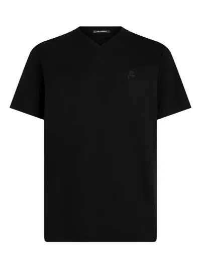 Karl Lagerfeld Kameo V-neck T-shirt In Black