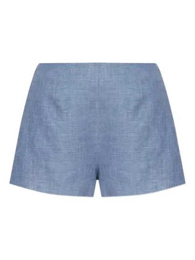 Posse Button-detailing Linen Tailored Shorts In Blue