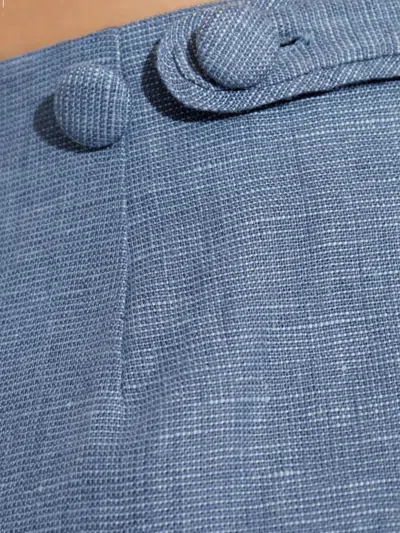 Posse Button-detailing Linen Tailored Shorts In Blue