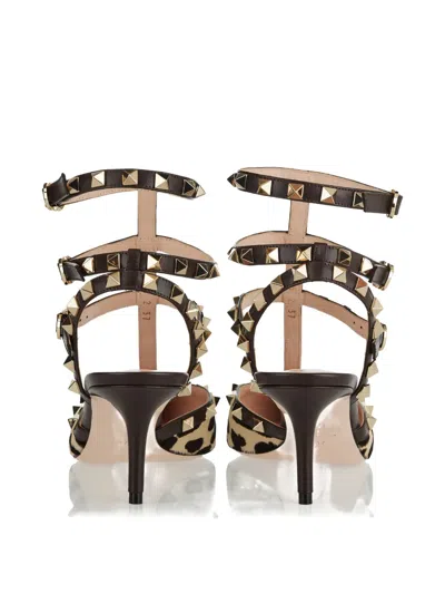 Valentino Rockstud Pointed Toe Animal Print Pumps In Multi