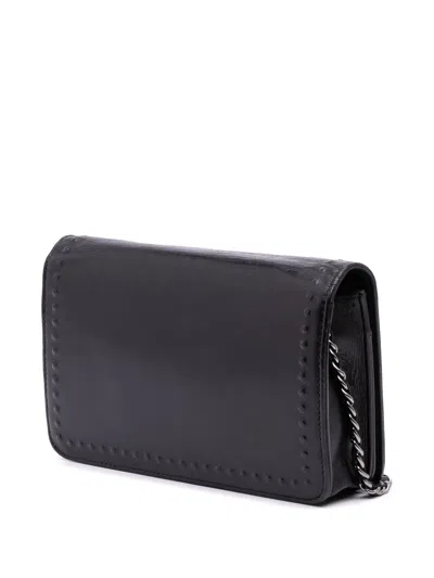 Pre-owned Chanel 2013-2014 Cc Embossed Lambskin Wallet On Chain Crossbody Bag In Black