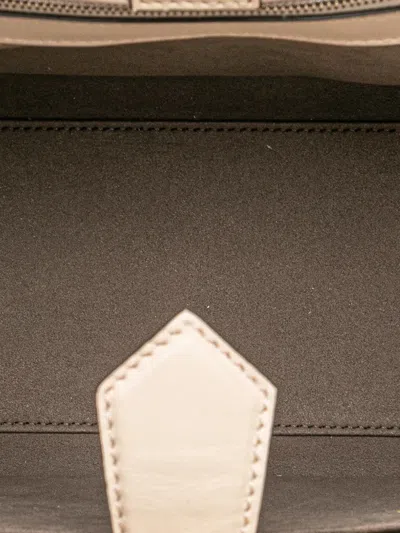 Pre-owned Fendi 2010-2025 Small Bicolor Calfskin Whipstitch Runway Satchel In Brown