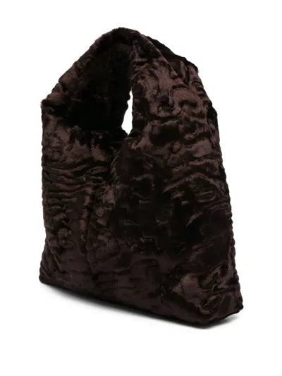 La Milanesa Small Shoulder Bag Featuring Metallic Detail In Brown