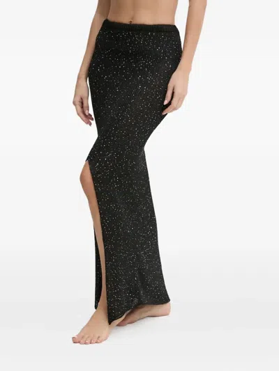 Paramidonna Bruna Sequin-embellished Split Skirt In Black