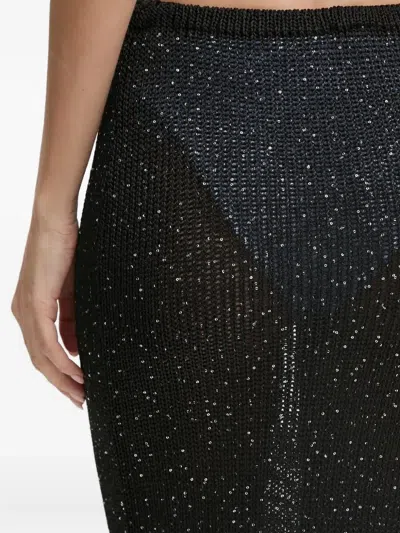 Paramidonna Bruna Sequin-embellished Split Skirt In Black