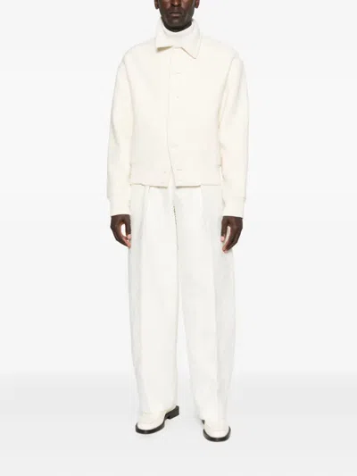 Jacquemus Felt Wool Bomber Jacket In White
