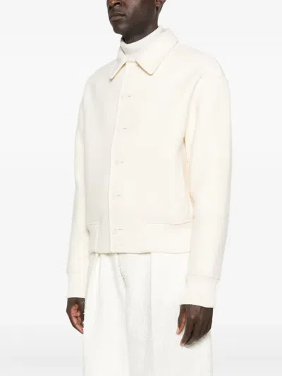 Jacquemus Felt Wool Bomber Jacket In White