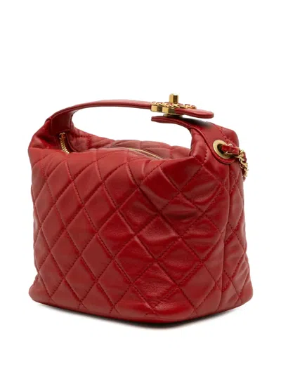 Pre-owned Chanel 2019 Small Quilted Lambskin Perfect Meeting Hobo Satchel In Red