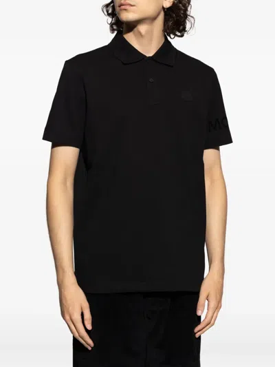 Moncler Polo Shirt With Short Sleeves And Collar In Black