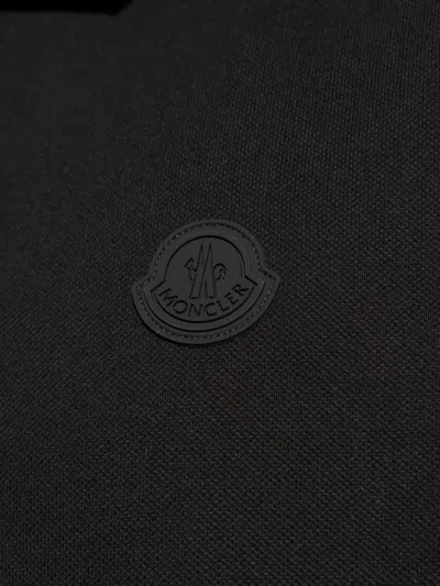 Moncler Polo Shirt With Short Sleeves And Collar In Black