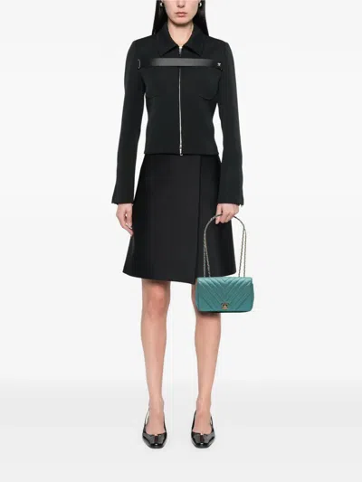 Pre-owned Chanel 2019 Small Chevron Caviar Statement Flap Shoulder Bag In Blue