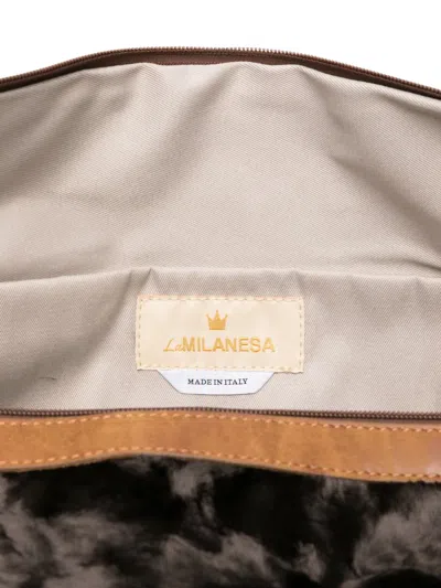 La Milanesa Fur-effect Half-moon Shoulder Bag In Brown