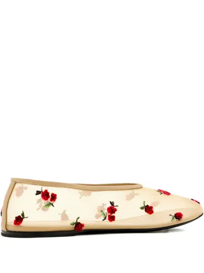 Khaite Marcy Raspberry-embroidery Ballet Flats In Neutral
