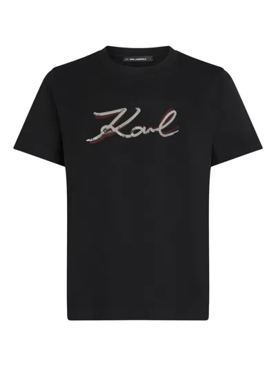 Karl Lagerfeld Sequin-embellished T-shirt In Black