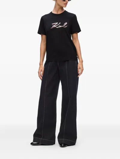 Karl Lagerfeld Sequin-embellished T-shirt In Black