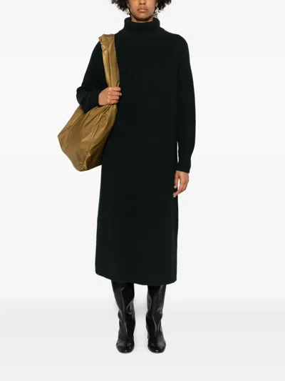 Marc O'polo Turtleneck Raglan-sleeve Midi Dress In Black