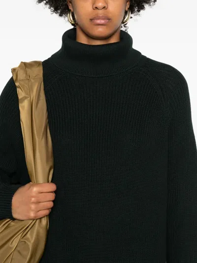 Marc O'polo Turtleneck Raglan-sleeve Midi Dress In Black