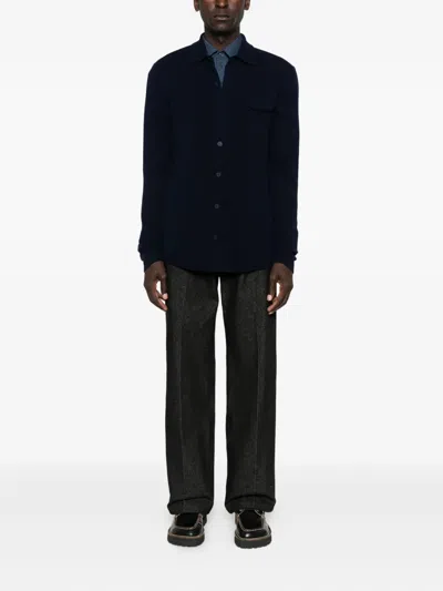 Eric Bompard Flap-pocket Shirt In Blue