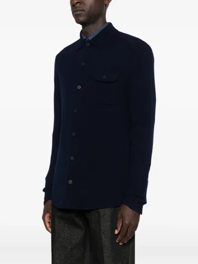 Eric Bompard Flap-pocket Shirt In Blue