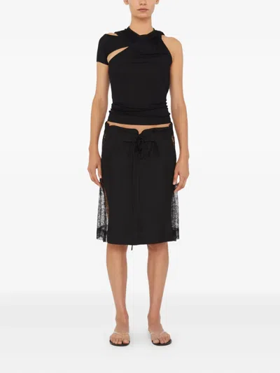 Christopher Esber Lace-insert Drawstring Skirt In Black