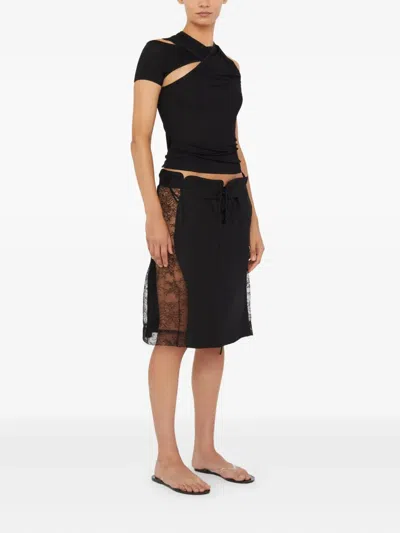 Christopher Esber Lace-insert Drawstring Skirt In Black