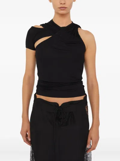 Christopher Esber Lace-insert Drawstring Skirt In Black