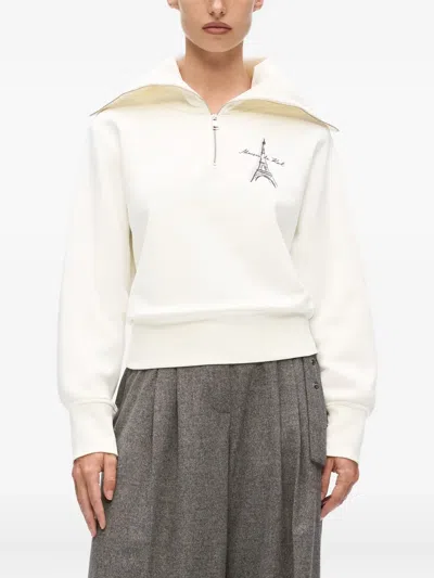 Karl Lagerfeld Eiffel Tower Half-zip Sweatshirt In Neutral