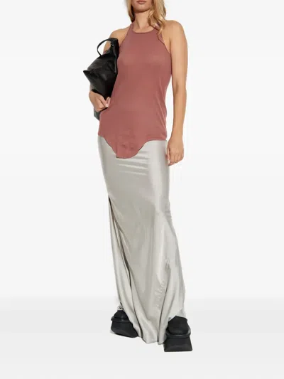 Rick Owens Sleeveless Racerback Top Curved Hem In Red